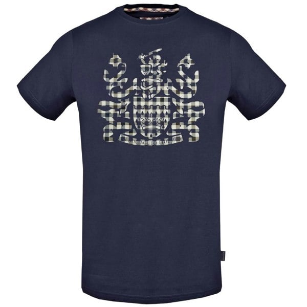 Aquascutum Check Aldis Crest T-Shirt - Navy Blue