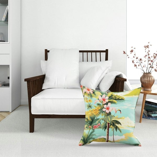 Warren Reed Palm Trees And Hibiscus Floor Cushion