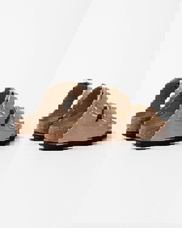 Birkenstock Arizona Big Buckle Womens Nubuck Leather Sandals - Sandcastle - CHO - Designer Womens Sandals