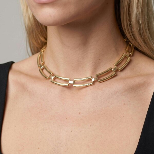 Uchi & Soto Shikaku Gold Rectangle Link Statement Necklace