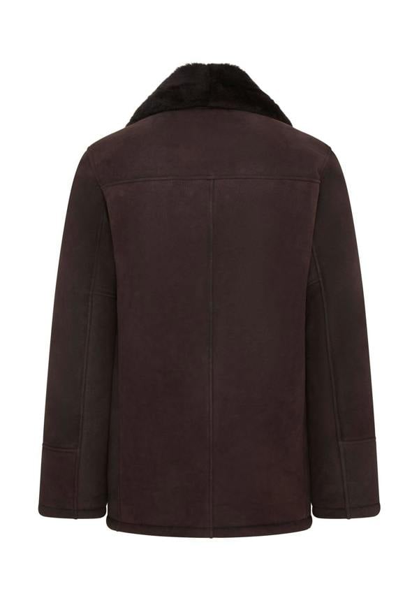 Infinity Leather Mens Brown Shearling Sheepskin Car Coat - Elverum