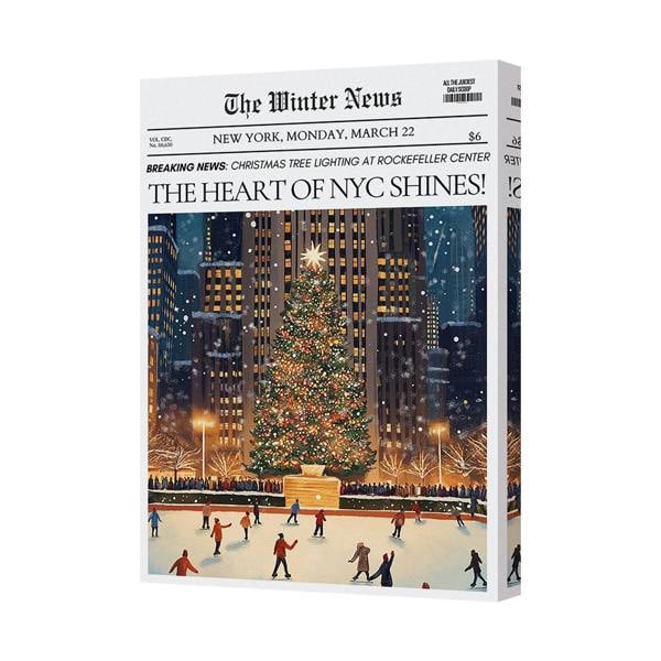 Benjamin Tate Design Handmade UK New York City Christmas Canvas Art With Tree Print