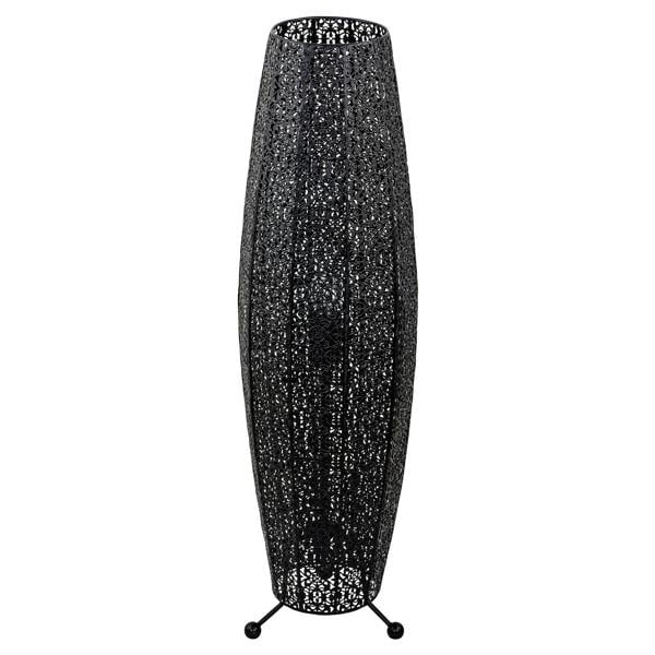 Traditional and Ornate Floral Moroccan Floor Lamp in Black Gloss Image 1