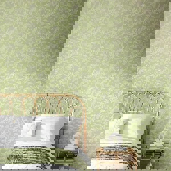 Hoopla Walls Leaf Silhouette - Dusty Sage 10m Wallpaper
