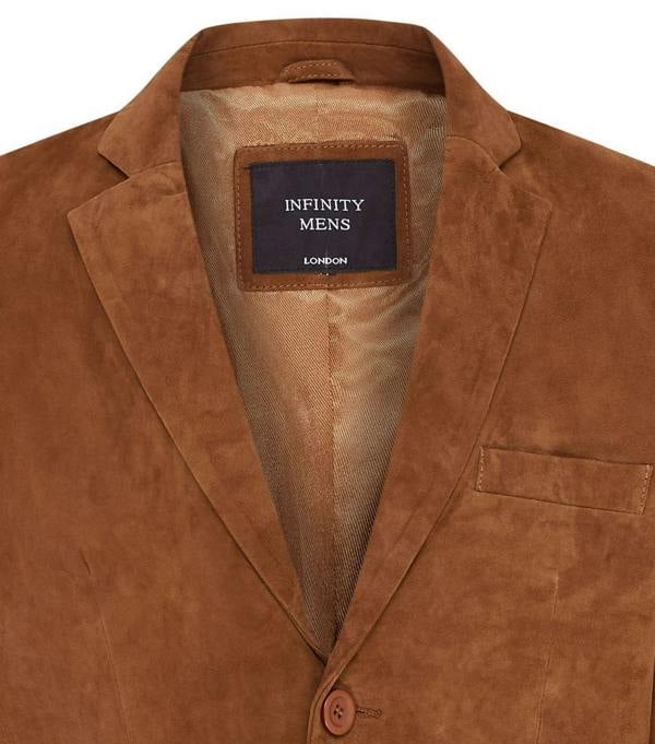 Infinity Leather Mens Slim Goat Suede Italian Blazer Jacket-Somero