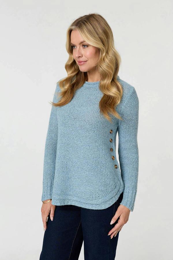 Light Blue | Textured Relaxed Long Sleeve Jumper