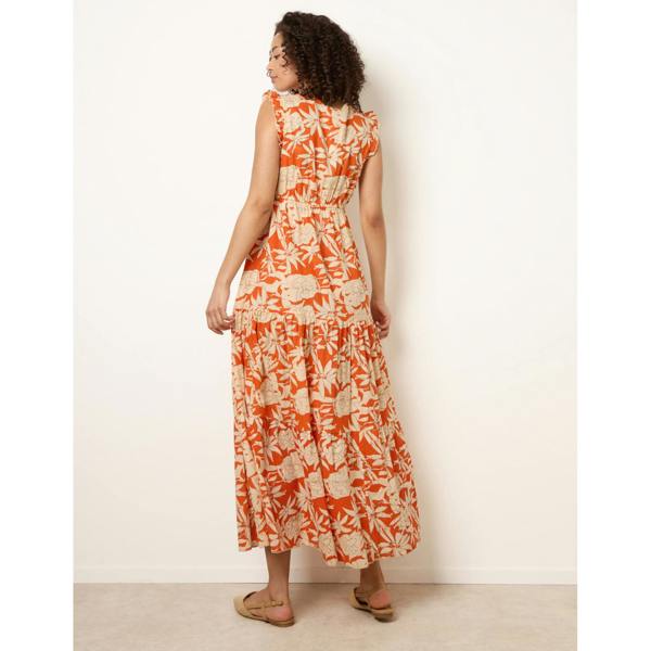 Blue Vanilla Button Frill Sleeve Dress