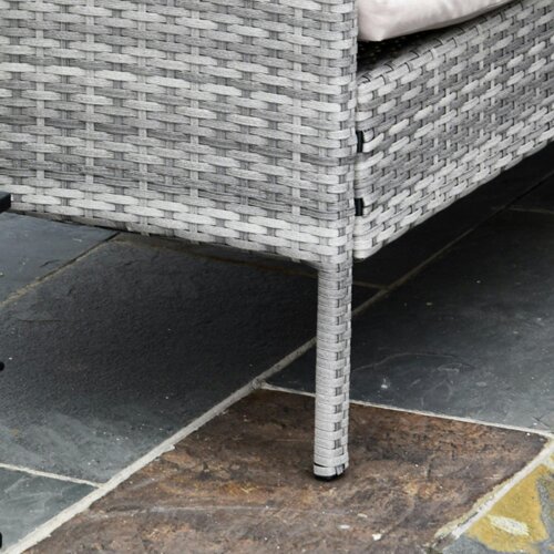 Wyld Haus Mora Rattan 7 Seater Outdoor Dining Set with Sofa 2 Footstools and Rectangular Table