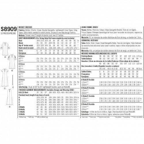 Simplicity Sewing Pattern 8909, Dresses for Women, H5 (6-8-10-12-14) - Intermediate