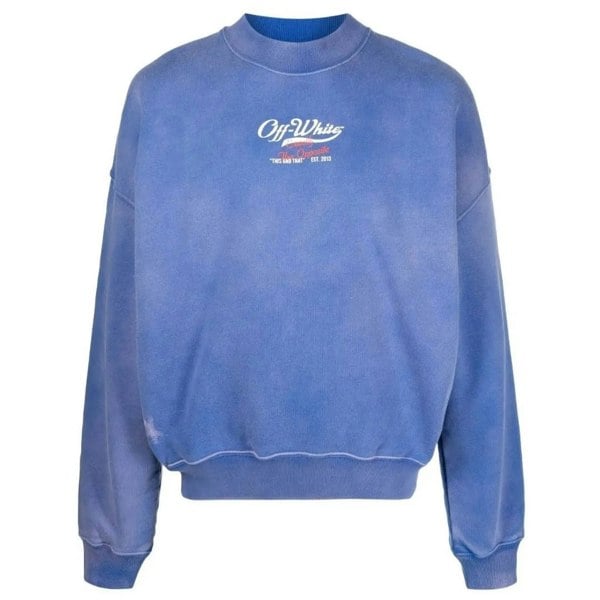 Off-White Wave Off Boxy Fit Crewneck Blue Sweatshirt S