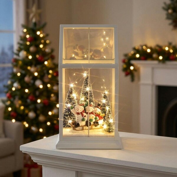 Garden Greatness Festive LED Snowman Sledge Scene Lantern