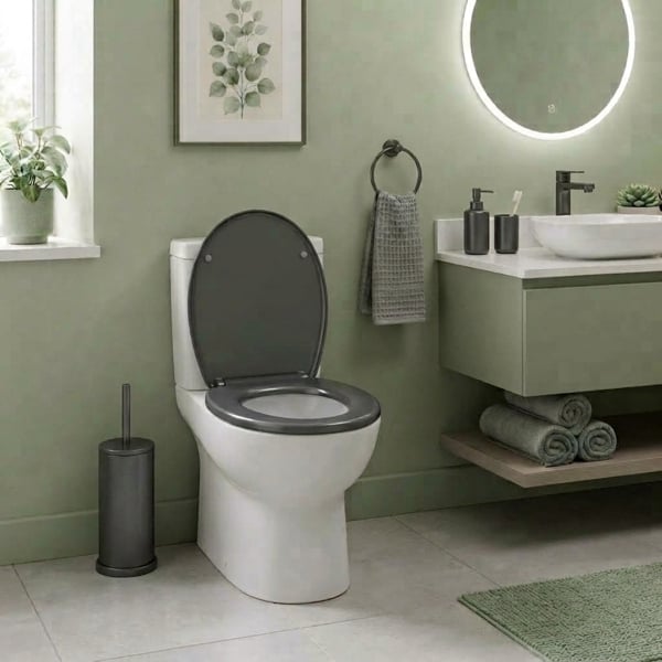 RTS Anthracite Oval Top Fix Slow Close Quick Release Toilet Seat