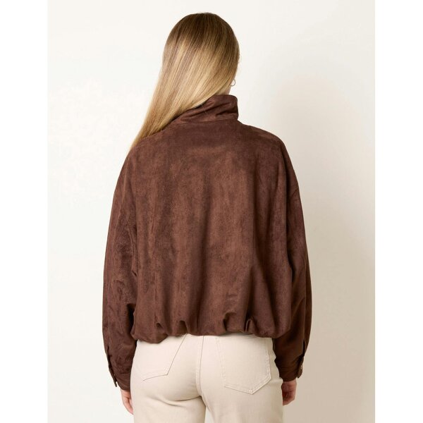 Blue Vanilla Funnel Neck Suede Jacket