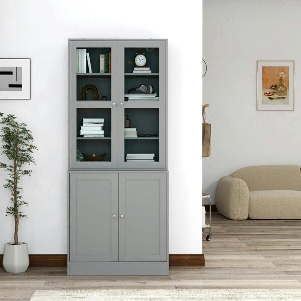 Double Storage Display Cabinet - Grey