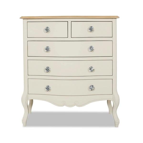 Statement Furniture Juliette Chest of Drawers Vintage Chic 2 Over 3 Chest with Crystal Handles