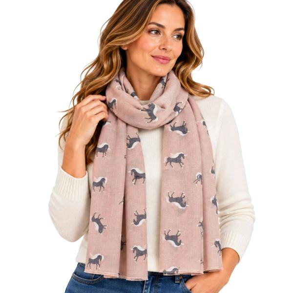 Love EMVY Unicorn Print Lightweight Scarf - Pink