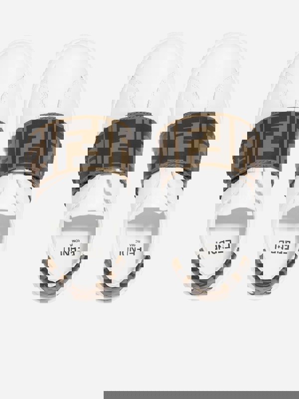 Fendi Kids Leather FF Logo Trainers in White