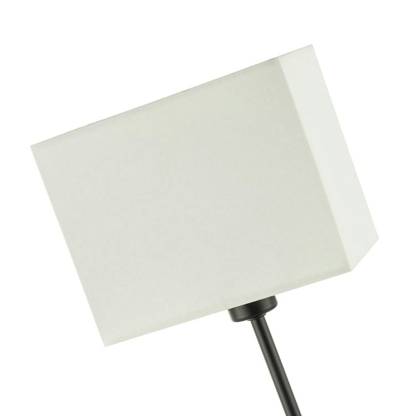 Contemporary Matte Black Bedside Table Lamp with White Cotton Fabric Shade Image 8