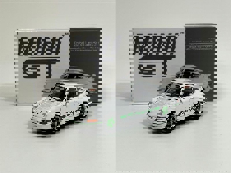 Mini GT Porsche 911 Carrera RS 2.7 Grand Prix White With Green Livery LHD 1:64 Mini GT MGT00801L