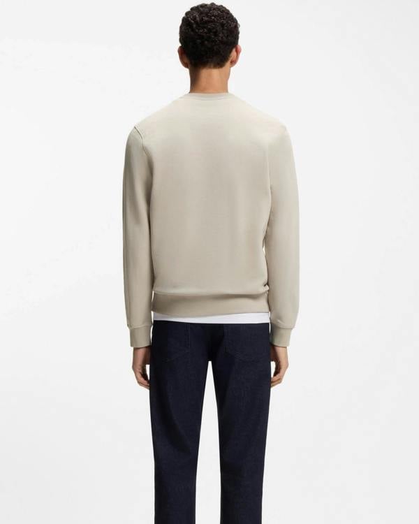 BOSS Orange Westart Mens Crew Neck Sweatshirt With Logo Patch - Open Grey 070 - CHO - Designer Mens Sweatshirts