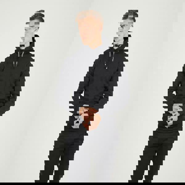 Brave Soul Black Crossover Neck Hoodie and Joggers Set - Black Image 4