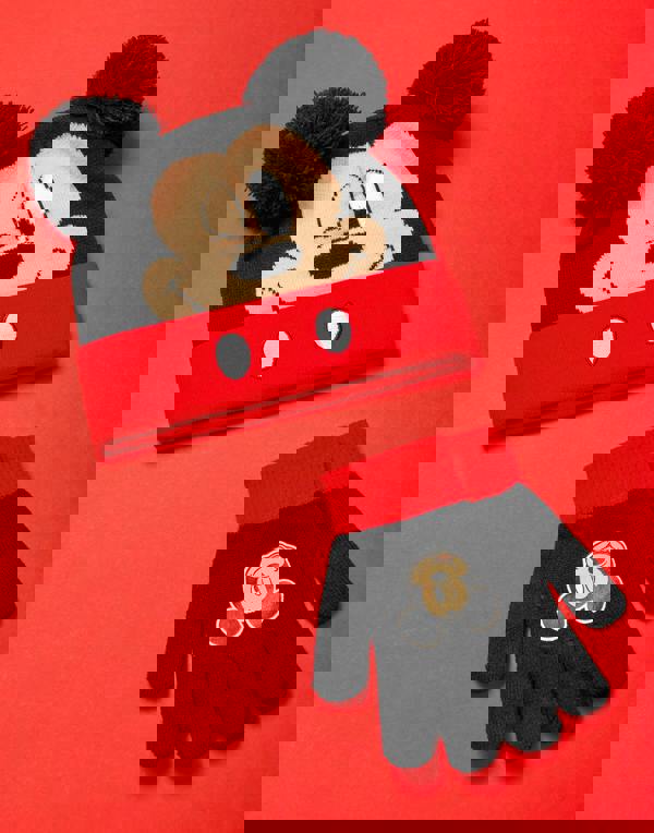 Disney Boys Multicoloured Mickey Mouse Beanie and Gloves Set (One Size)