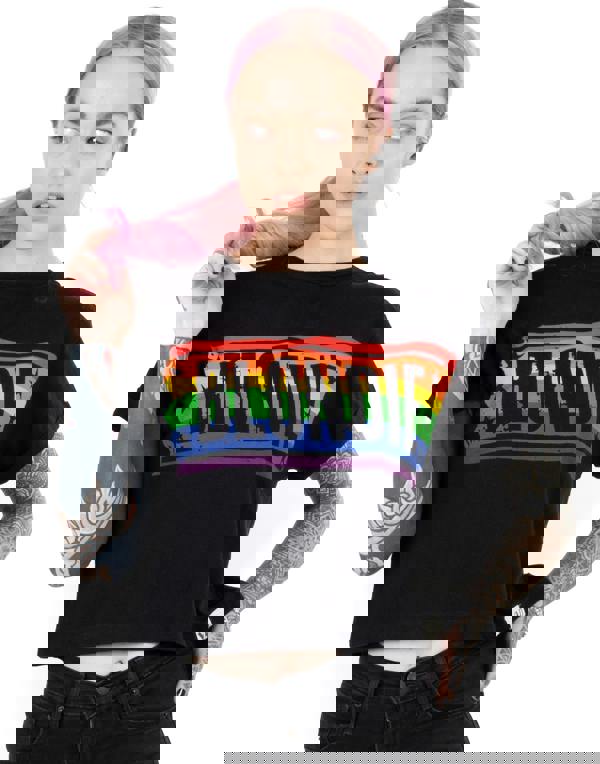 Blondie Womens Black Logo Cropped Short Sleeved T-Shirt