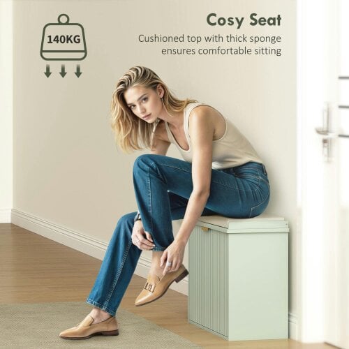 Wyld Haus Kalimba Wooden Green 6 Pair Shoe Bench With Cushioned Top