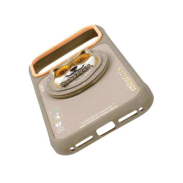 Nimmy Friends Nimmy Glasses Cool Dog Face Case with Detachable MagSafe Grip Stand for iPhone 17 Pro Max 6.9" Brown Orange