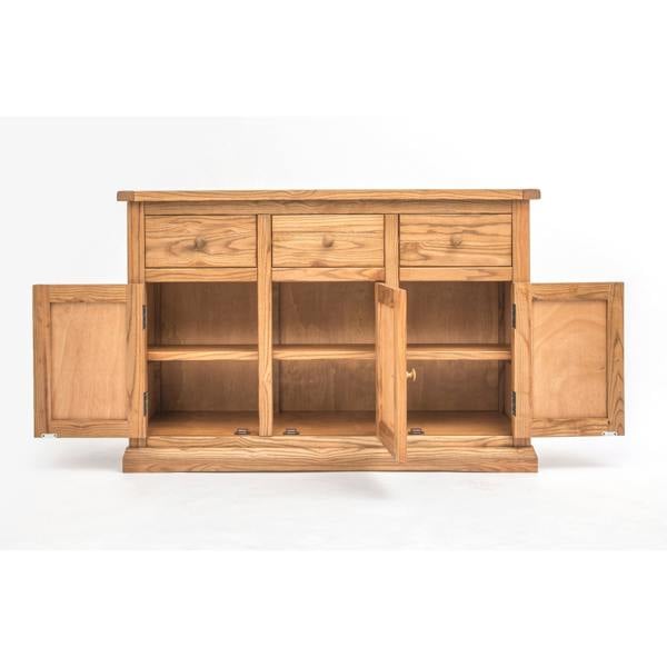 Cabinet Bits Salerno Light Wood 3 Drawer 3 Door Sideboard Wood Knob