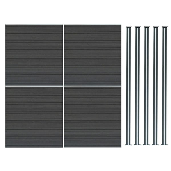 Monstershop Composite Fence Panel x 4 & LED Posts x 5 - Grey