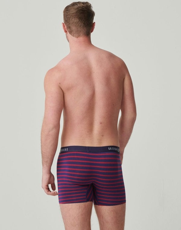 Bamboo Stretch Trunks – Wine & Navy Hoopla Stripes - British Boxers