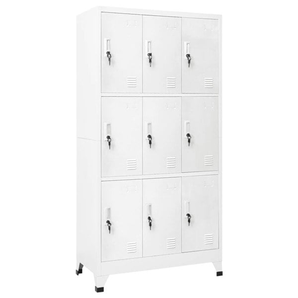 Berkfield Locker Cabinet with 9 Compartments Steel 90x45x180 cm Grey
