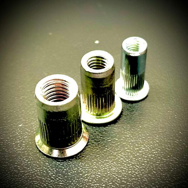Fixaball Rivet Nut Steel BZP Flat Head Round Knurled Body