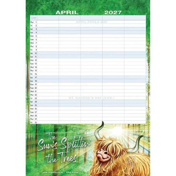 Roy Anstey, Moody Coos A3 Family Planner 2027, Family Planners, Month To View, Animals, Gift