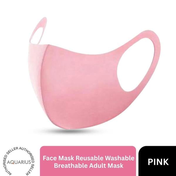 Aquarius Pink Face Mask Reusable Washable Breathable Adult Mask Protection Cover