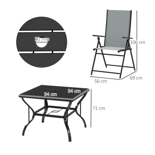 Wyld Haus Mattilo 4 Seater Light Grey Mesh and Black Steel Frame Dining Set
