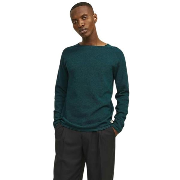 Jack And Jones Mens Textured Regular Raglan Jumper - Deep Teal - 