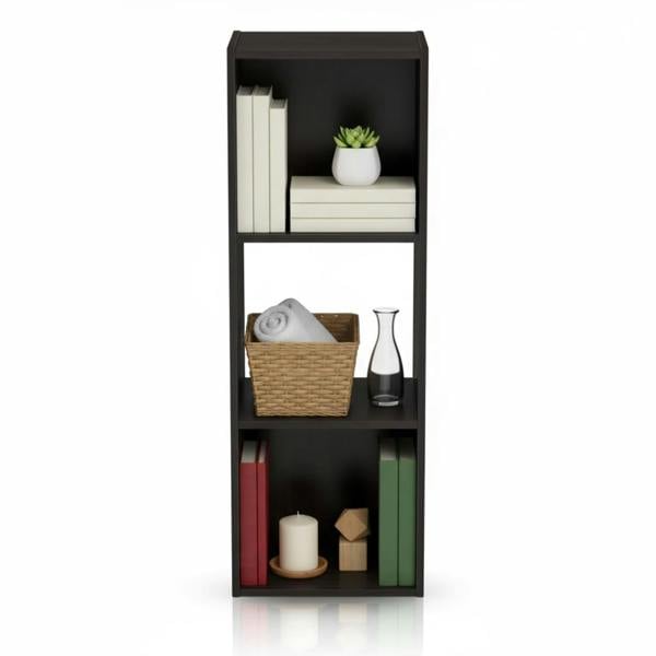WALPLUS Minimalist Pelli Cubic Storage Cabinet, 3x1, Espresso for Small Spaces