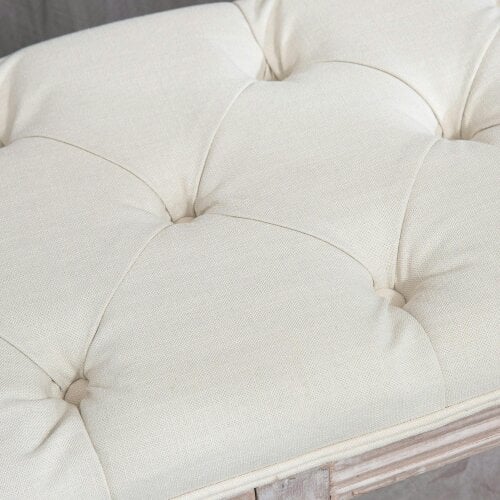 Wyld Haus Lono Cream 2 Tier Vintage Style Bed End Bench With Storage Shelf Tufted Diamond
