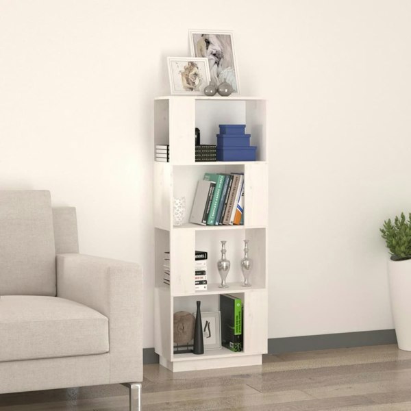 Berkfield Book Cabinet/Room Divider White 51x25x132 cm Solid Wood Pine