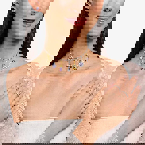 THOMAS SABO Gold Plated Purple Hexagon Amulet Charm 2048-973-13