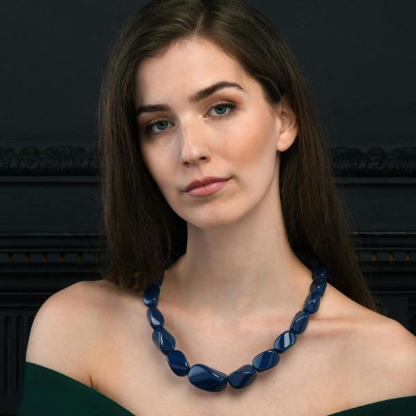 Zavana Twisted Blue Chunky Statement Necklace for Women