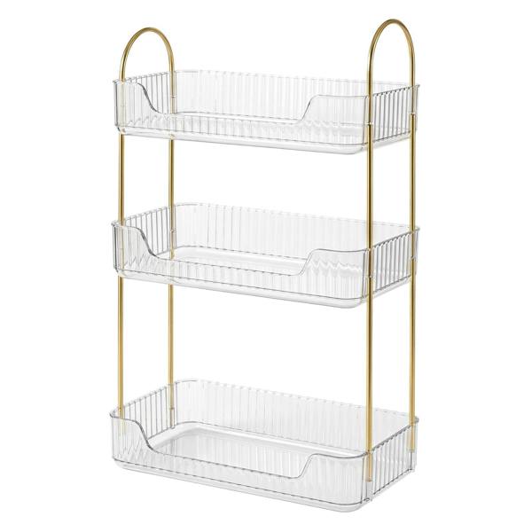 ilus Makeup Organiser Modern 3-Tier Cosmetic Storage Rack Beauty Tray White