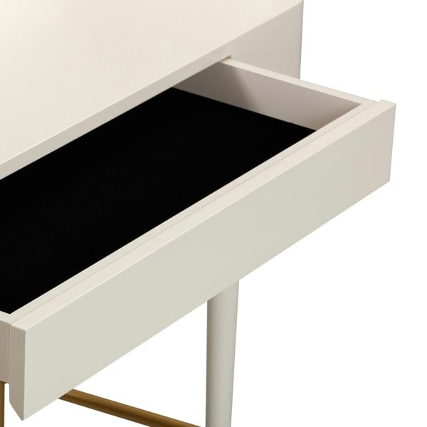 Furniture Edit Penelope Cream Vegan Leather Wrapped Vanity Desk Dressing Table