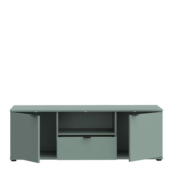 Furniture To Go Ganymede Wide TV Unit with Open Shelf & 2 Doors in Sage Green