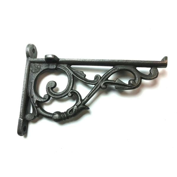Pair of Antique Cast Iron Lipped Shelf Brackets - 155mm x 105mm