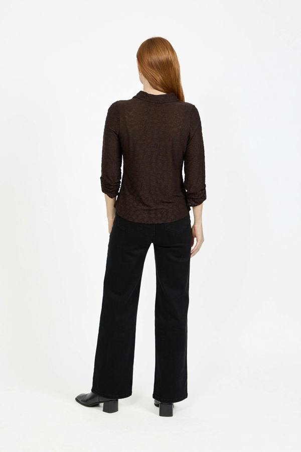 Mudflower Floral Lace Full-Sleeve Stretch Shirt Blouse