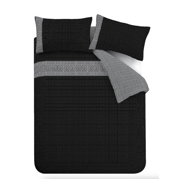Artemis Greek Key Black Duvet Cover Set