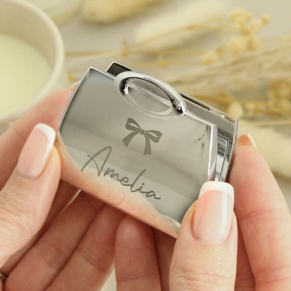 Personalised Memento Company Personalised Bow Handbag Compact Mirror